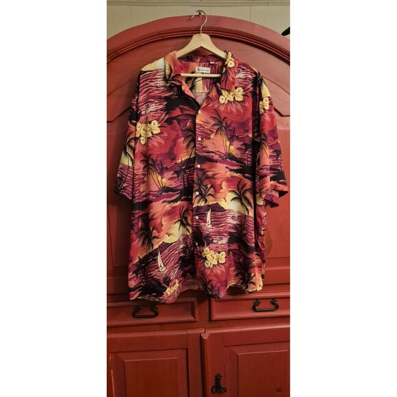 Hawaiian Vacation Brand Men’s 5X Red Tropical Shirt Design In Italy Collared Top - Picture 1 of 4